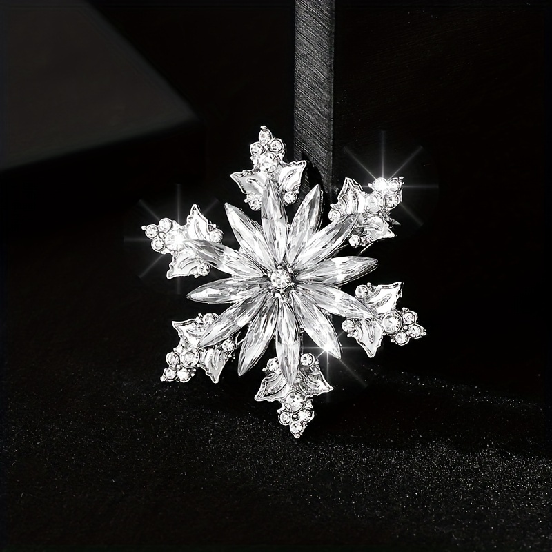 Stylish Rhinestone-encrusted Snowflake Brooch, Gift